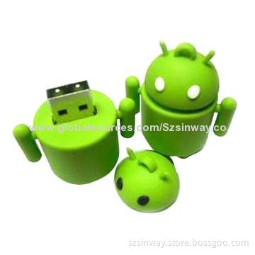 Google's Android Rubber USB Flash Drives, Made of Promotional/PVC, Multivariate People Design